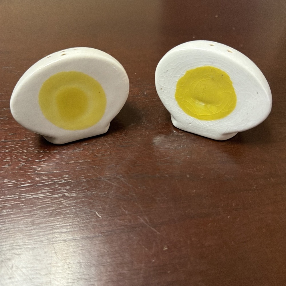 Vintage Boiled Egg Halves Salt & Pepper Shakers Stamped JAPAN